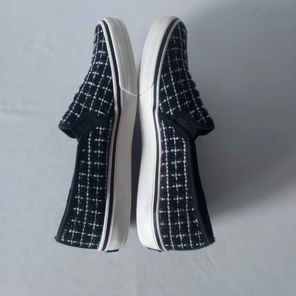 Keds Double Decker Tweed Slip-On Fashion Sneaker Metallic Black Women US8.5 - Picture 6 of 13